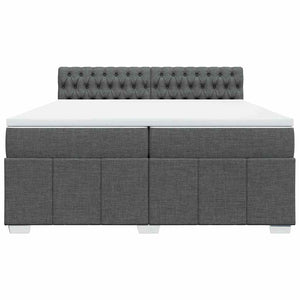 Κρεβάτι Boxspring με Στρώμα Σκούρο Γκρι 200x200 εκ. Υφασμάτινο
