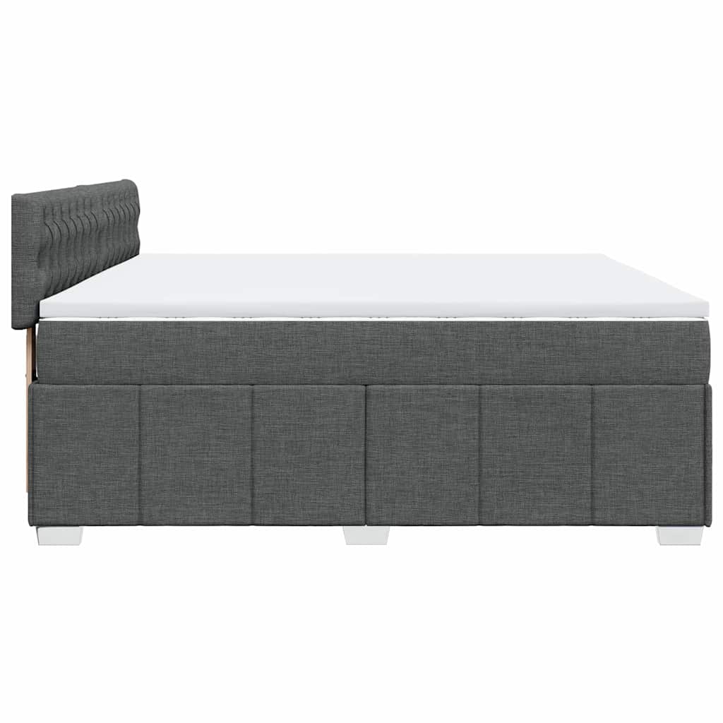 Κρεβάτι Boxspring με Στρώμα Σκούρο Γκρι 200x200 εκ. Υφασμάτινο