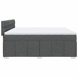 Κρεβάτι Boxspring με Στρώμα Σκούρο Γκρι 200x200 εκ. Υφασμάτινο