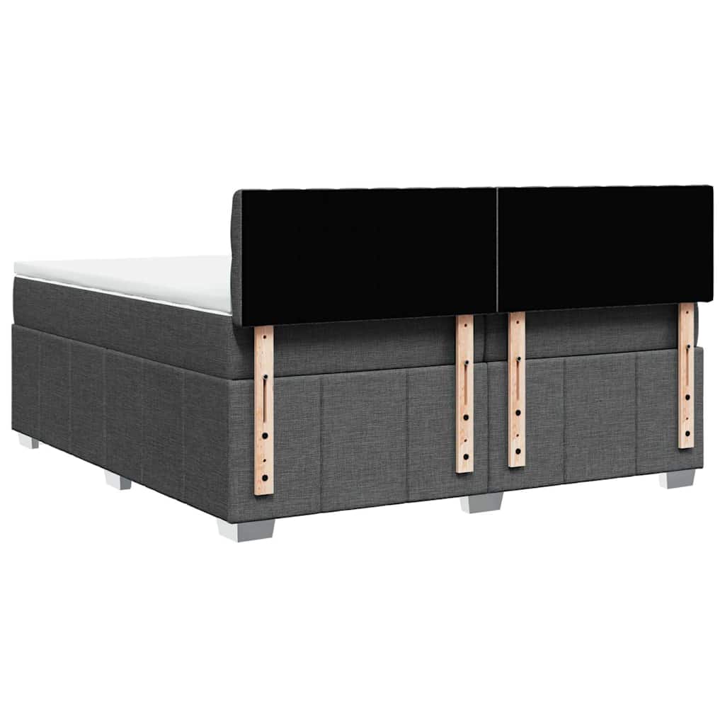 Κρεβάτι Boxspring με Στρώμα Σκούρο Γκρι 200x200 εκ. Υφασμάτινο
