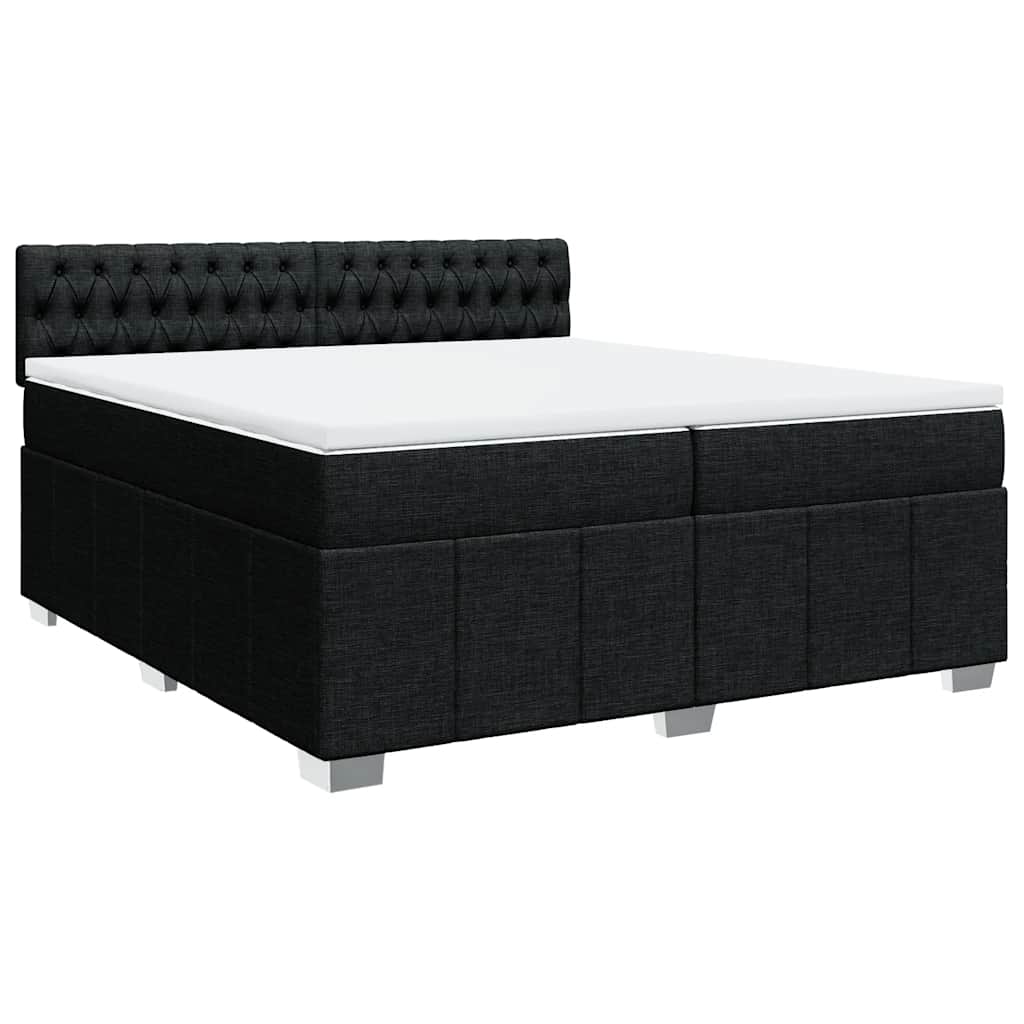 Κρεβάτι Boxspring με Στρώμα Μαύρο 200x200 εκ. Υφασμάτινο - Pakobazaar