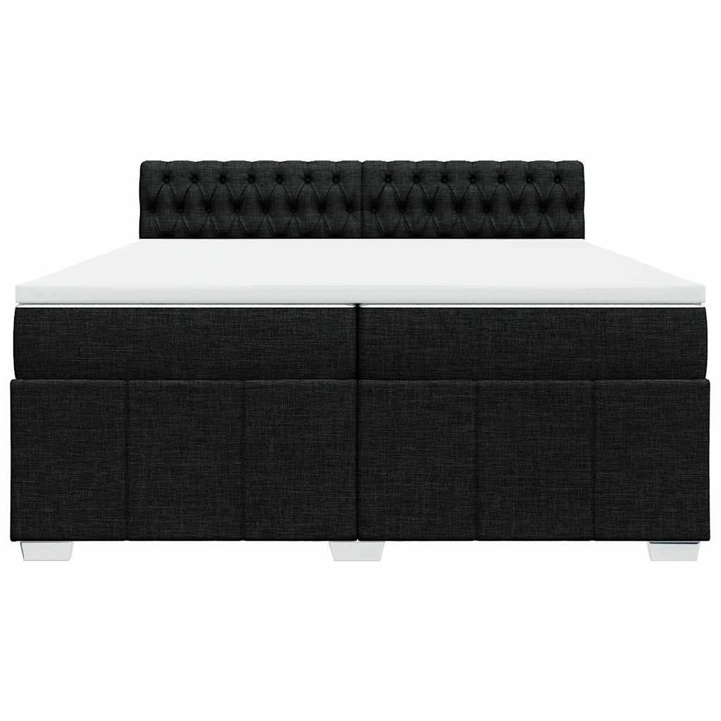 Κρεβάτι Boxspring με Στρώμα Μαύρο 200x200 εκ. Υφασμάτινο - Pakobazaar