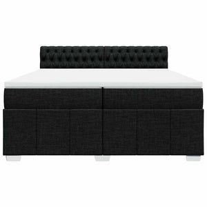 Κρεβάτι Boxspring με Στρώμα Μαύρο 200x200 εκ. Υφασμάτινο - Pakobazaar