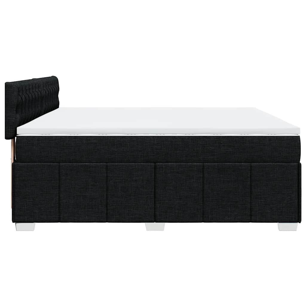 Κρεβάτι Boxspring με Στρώμα Μαύρο 200x200 εκ. Υφασμάτινο - Pakobazaar