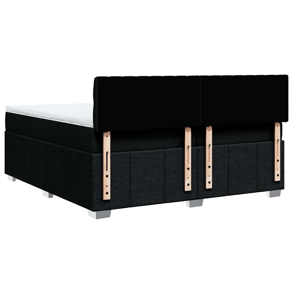 Κρεβάτι Boxspring με Στρώμα Μαύρο 200x200 εκ. Υφασμάτινο - Pakobazaar