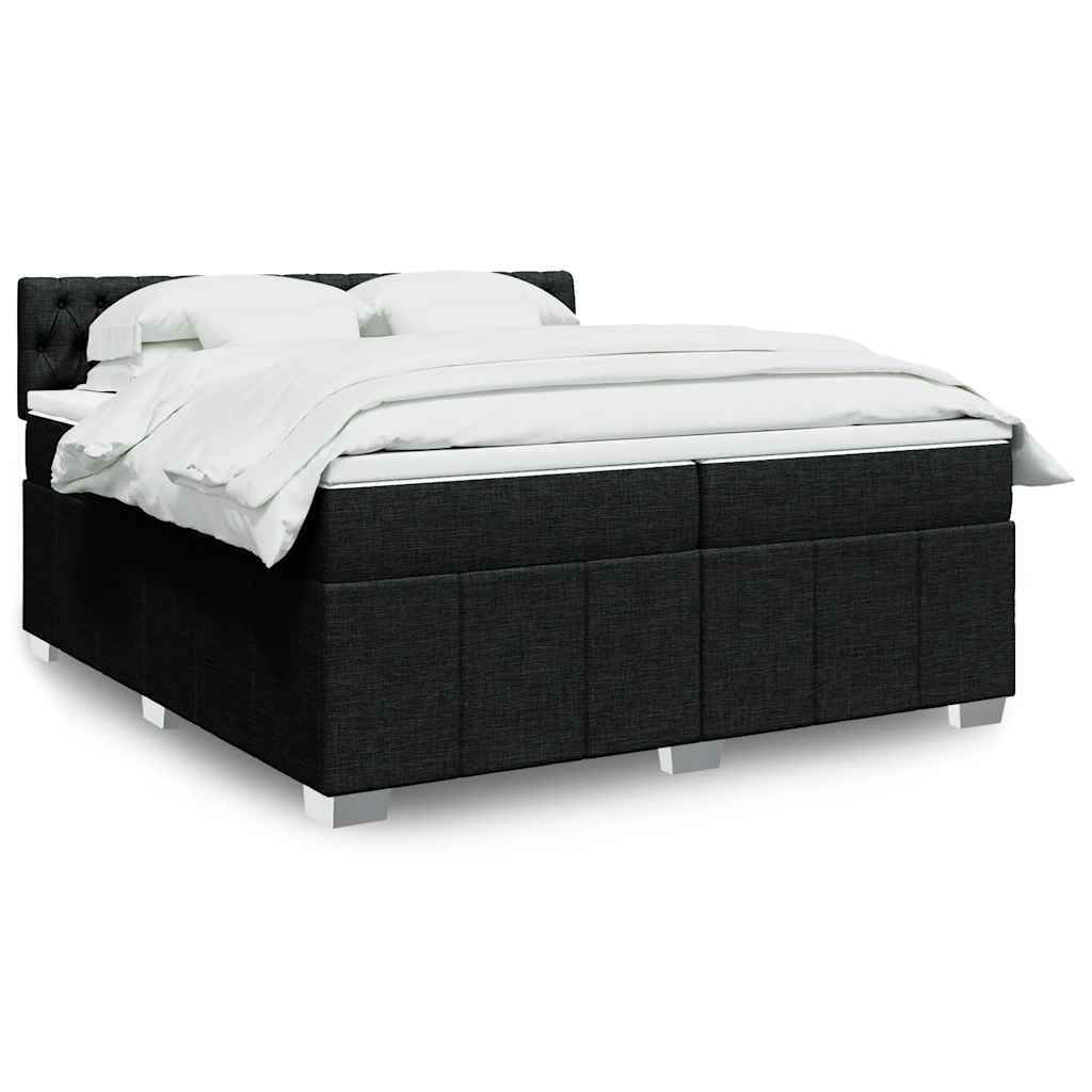Κρεβάτι Boxspring με Στρώμα Μαύρο 200x200 εκ. Υφασμάτινο - Pakobazaar