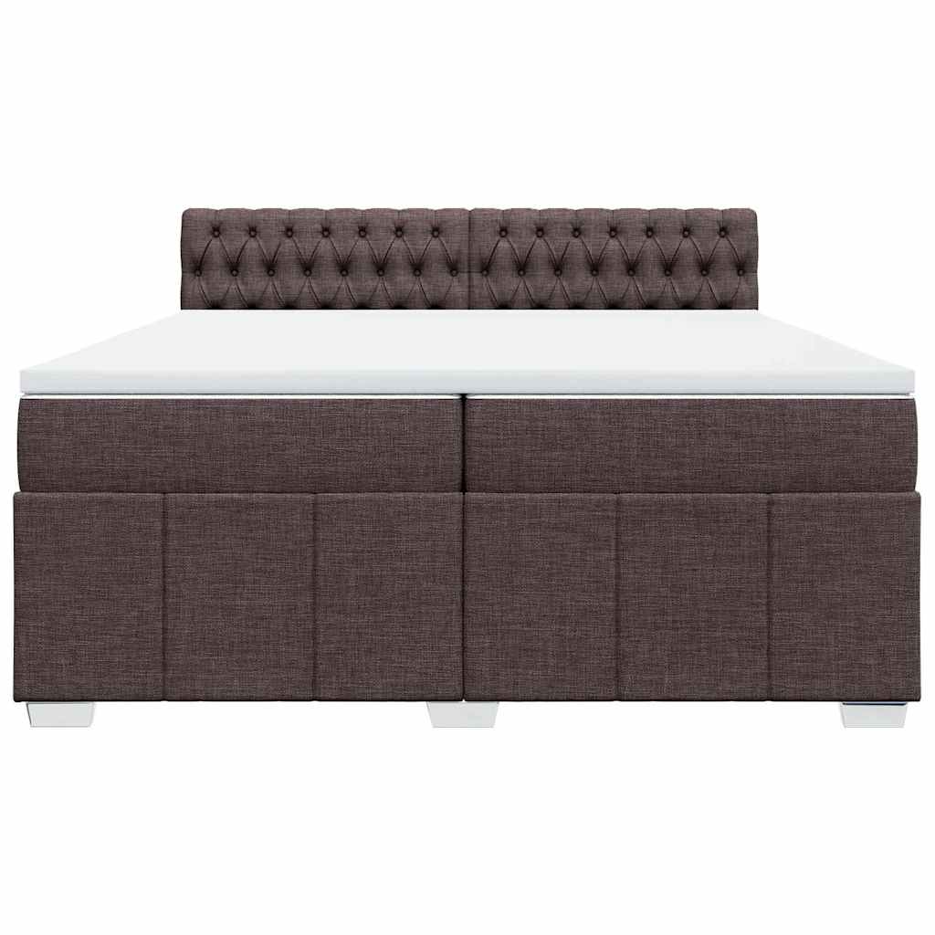 Κρεβάτι Boxspring με Στρώμα Σκούρο Καφέ 200x200 εκ. Υφασμάτινο - Pakobazaar
