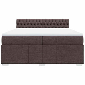 Κρεβάτι Boxspring με Στρώμα Σκούρο Καφέ 200x200 εκ. Υφασμάτινο - Pakobazaar