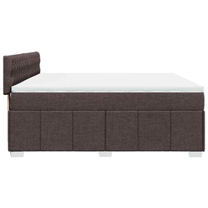 Κρεβάτι Boxspring με Στρώμα Σκούρο Καφέ 200x200 εκ. Υφασμάτινο - Pakobazaar