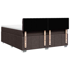Κρεβάτι Boxspring με Στρώμα Σκούρο Καφέ 200x200 εκ. Υφασμάτινο - Pakobazaar