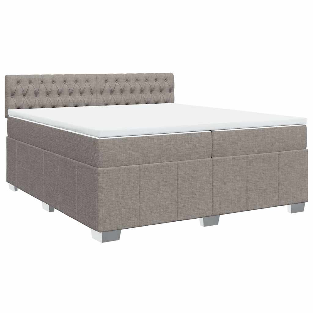 Κρεβάτι Boxspring με Στρώμα Taupe 200x200 εκ. Υφασμάτινο - Pakobazaar