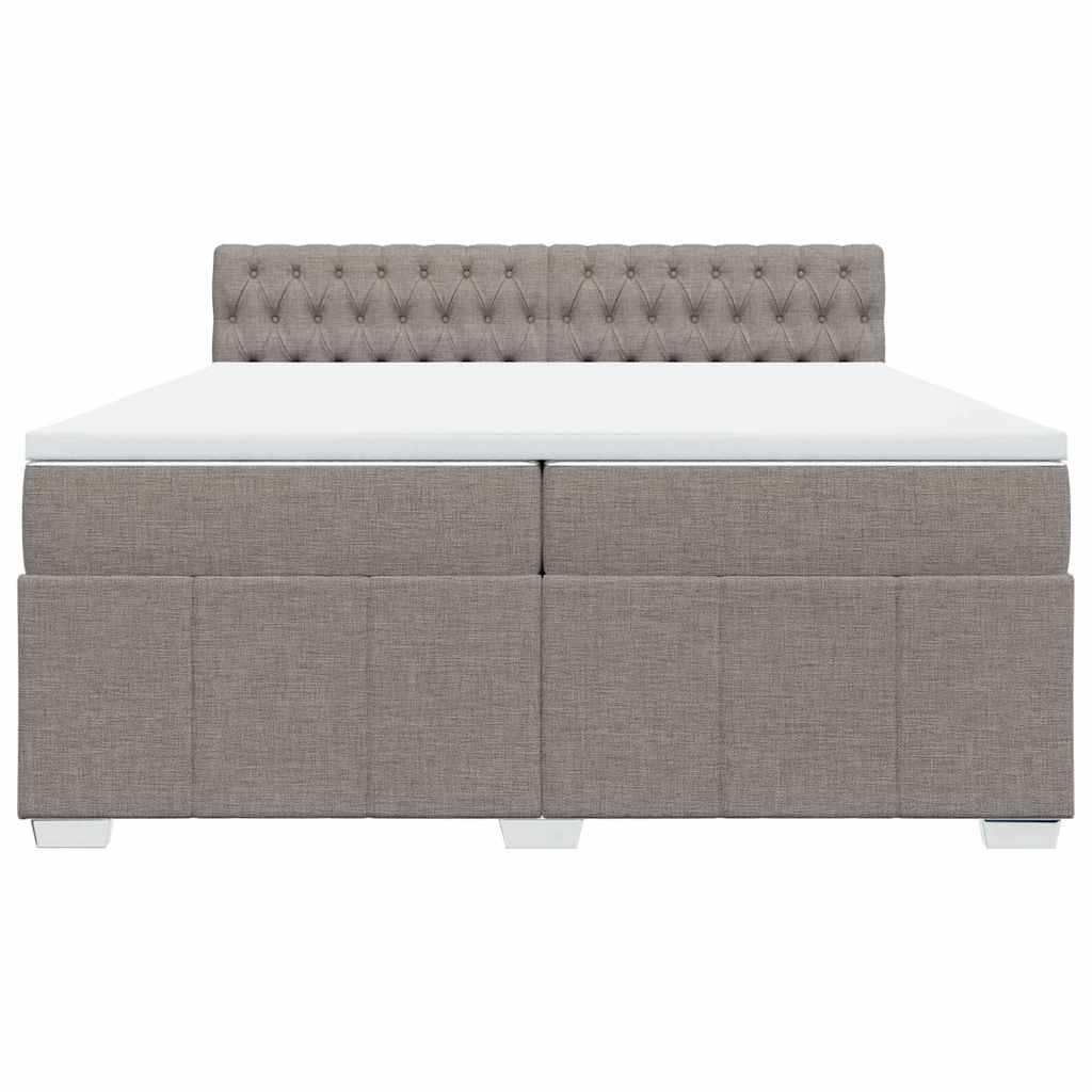 Κρεβάτι Boxspring με Στρώμα Taupe 200x200 εκ. Υφασμάτινο - Pakobazaar