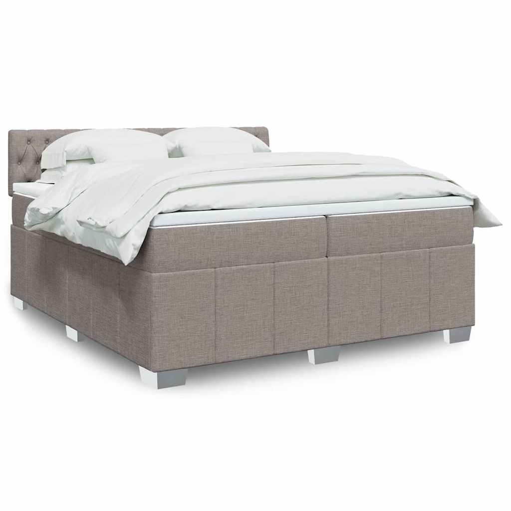 Κρεβάτι Boxspring με Στρώμα Taupe 200x200 εκ. Υφασμάτινο - Pakobazaar