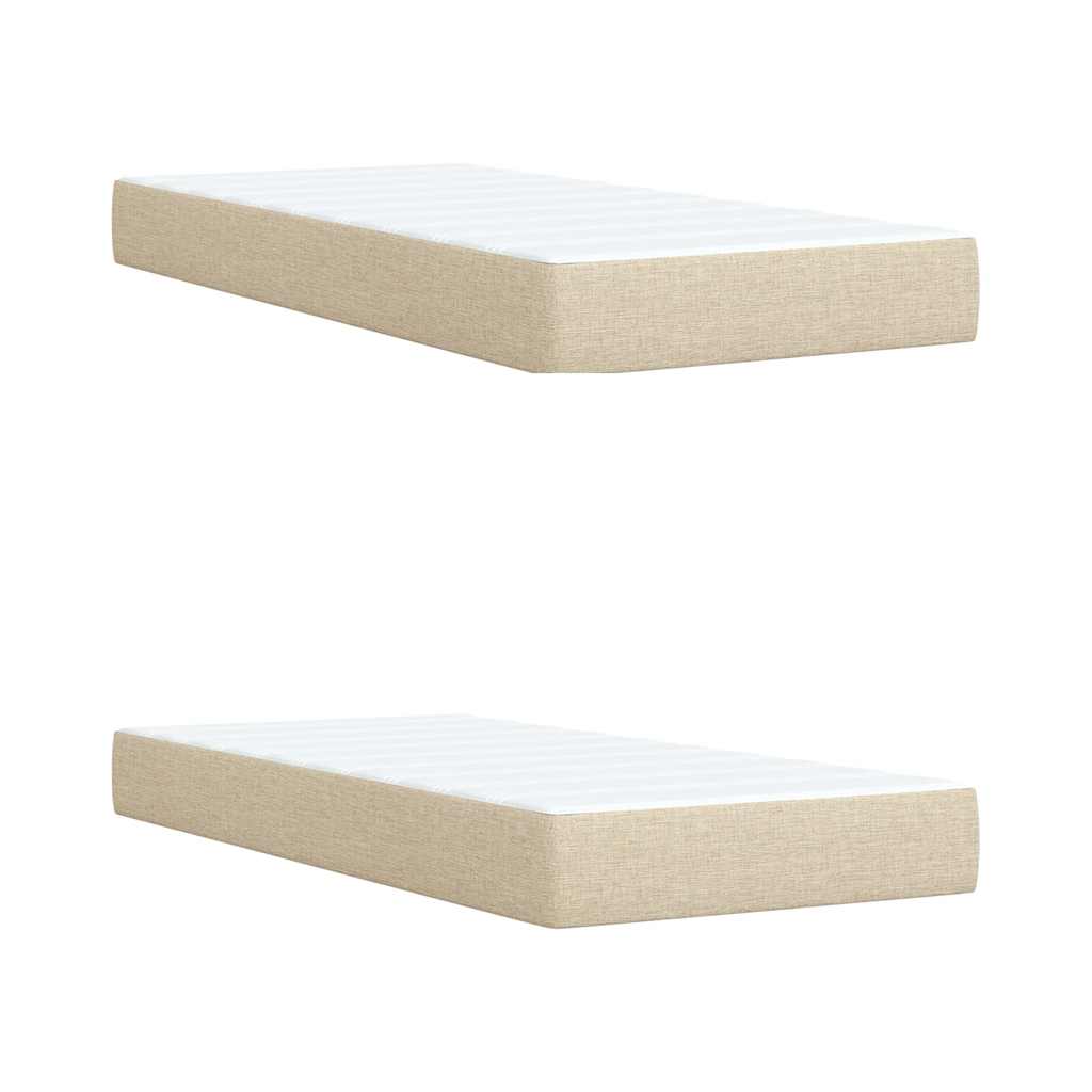 Κρεβάτι Boxspring με Στρώμα Κρεμ 200x200 εκ. Υφασμάτινο - Pakobazaar