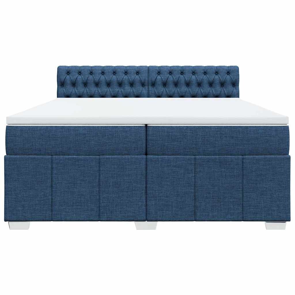 Κρεβάτι Boxspring με Στρώμα Μπλε 200x200 εκ. Υφασμάτινο - Pakobazaar