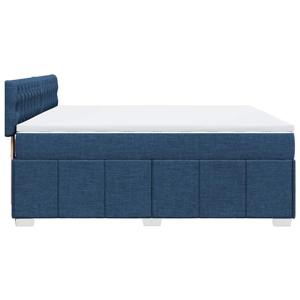 Κρεβάτι Boxspring με Στρώμα Μπλε 200x200 εκ. Υφασμάτινο - Pakobazaar