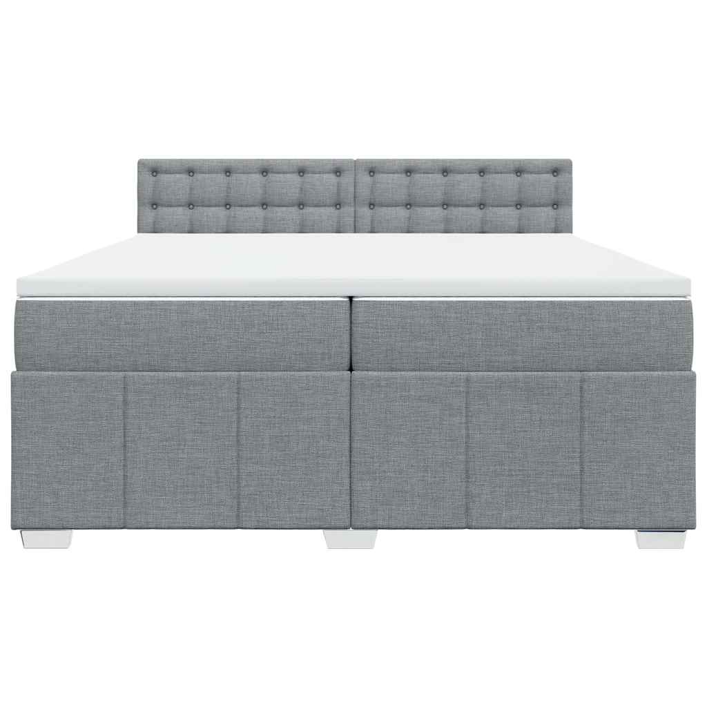 Κρεβάτι Boxspring με Στρώμα Ανοιχτό Γκρι 200x200 εκ. Υφασμάτινο - Pakobazaar