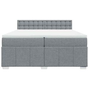 Κρεβάτι Boxspring με Στρώμα Ανοιχτό Γκρι 200x200 εκ. Υφασμάτινο - Pakobazaar