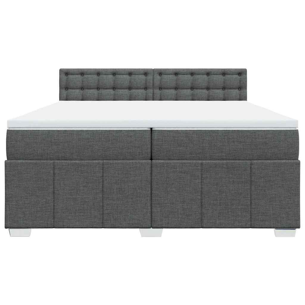 Κρεβάτι Boxspring με Στρώμα Σκούρο Γκρι 200x200 εκ. Υφασμάτινο - Pakobazaar