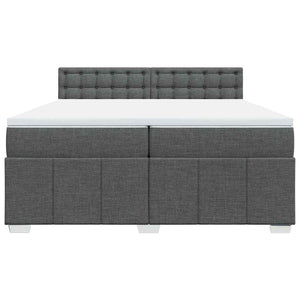Κρεβάτι Boxspring με Στρώμα Σκούρο Γκρι 200x200 εκ. Υφασμάτινο - Pakobazaar