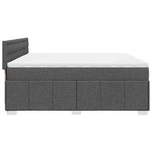 Κρεβάτι Boxspring με Στρώμα Σκούρο Γκρι 200x200 εκ. Υφασμάτινο - Pakobazaar