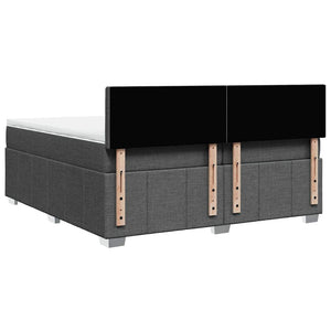 Κρεβάτι Boxspring με Στρώμα Σκούρο Γκρι 200x200 εκ. Υφασμάτινο - Pakobazaar