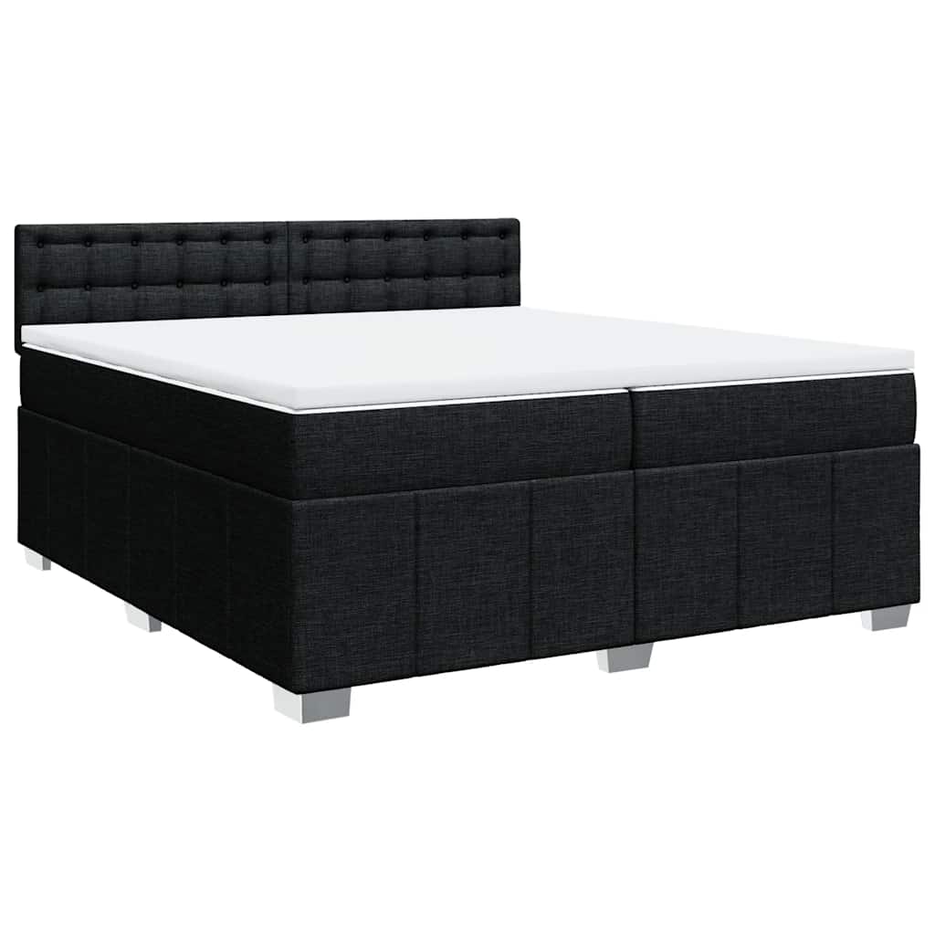 Κρεβάτι Boxspring με Στρώμα Μαύρο 200x200 εκ. Υφασμάτινο - Pakobazaar