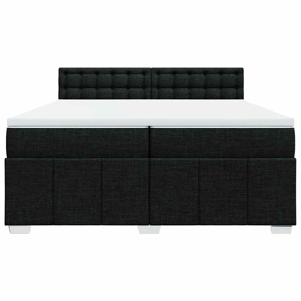Κρεβάτι Boxspring με Στρώμα Μαύρο 200x200 εκ. Υφασμάτινο - Pakobazaar