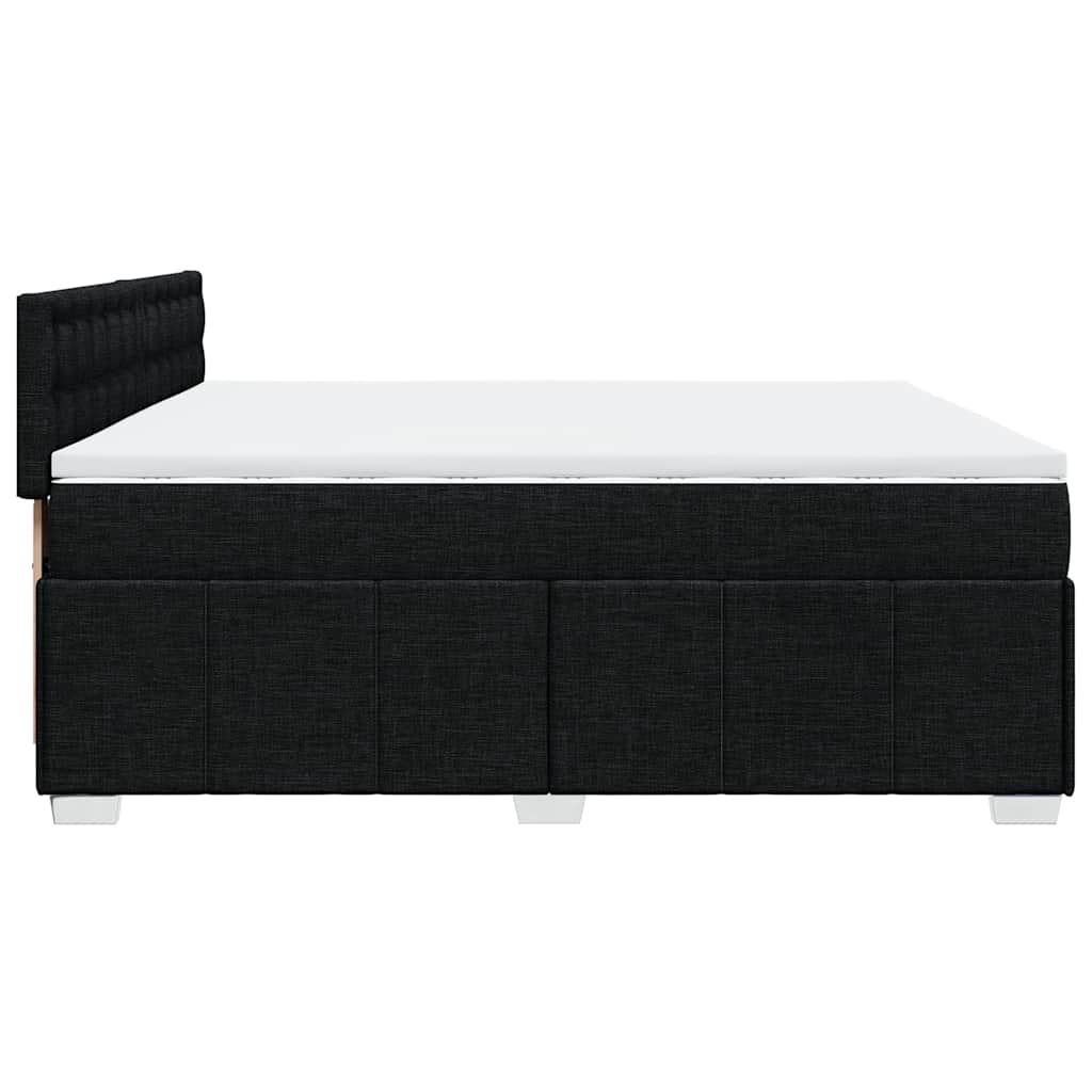 Κρεβάτι Boxspring με Στρώμα Μαύρο 200x200 εκ. Υφασμάτινο - Pakobazaar