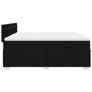 Κρεβάτι Boxspring με Στρώμα Μαύρο 200x200 εκ. Υφασμάτινο - Pakobazaar