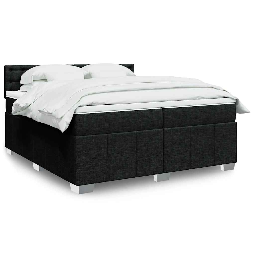 Κρεβάτι Boxspring με Στρώμα Μαύρο 200x200 εκ. Υφασμάτινο - Pakobazaar