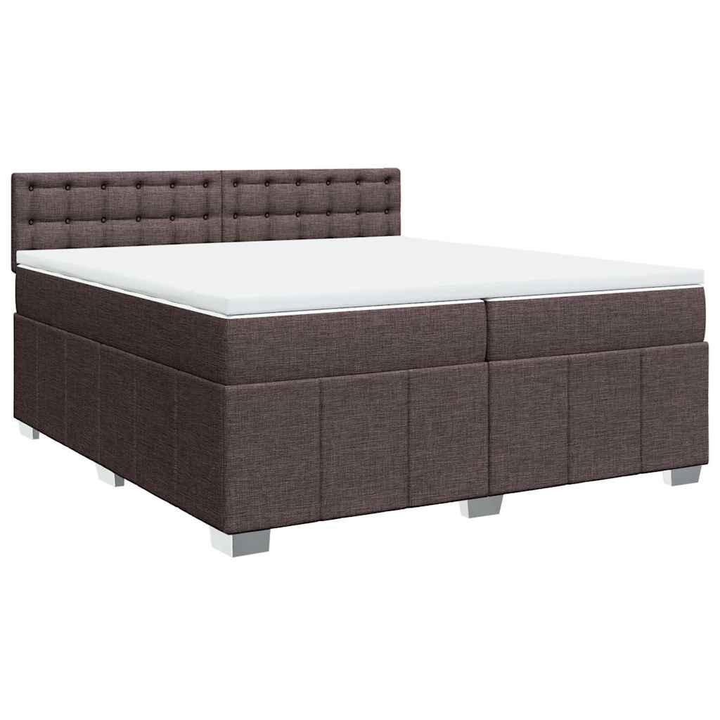 Κρεβάτι Boxspring με Στρώμα Σκούρο Καφέ 200x200 εκ. Υφασμάτινο
