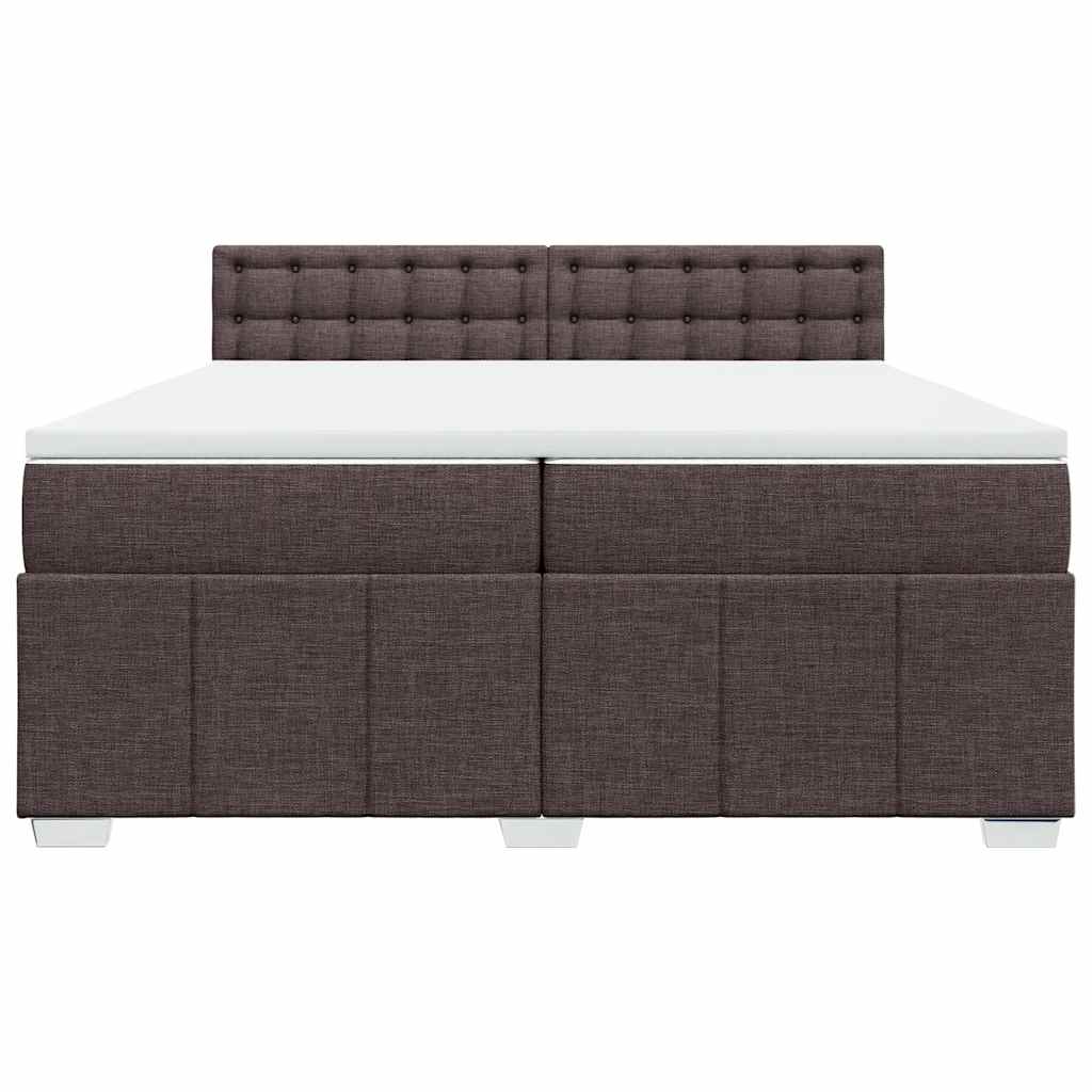 Κρεβάτι Boxspring με Στρώμα Σκούρο Καφέ 200x200 εκ. Υφασμάτινο
