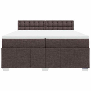 Κρεβάτι Boxspring με Στρώμα Σκούρο Καφέ 200x200 εκ. Υφασμάτινο