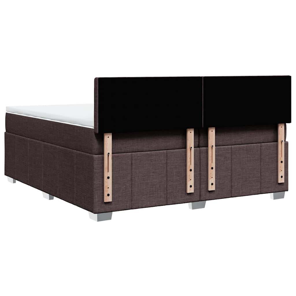 Κρεβάτι Boxspring με Στρώμα Σκούρο Καφέ 200x200 εκ. Υφασμάτινο
