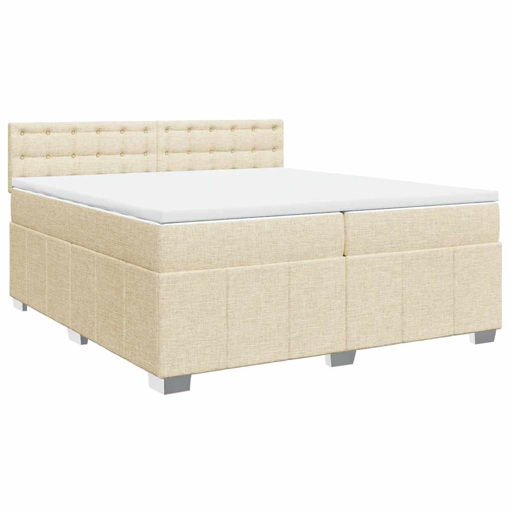 Κρεβάτι Boxspring με Στρώμα Κρεμ 200x200 εκ. Υφασμάτινο