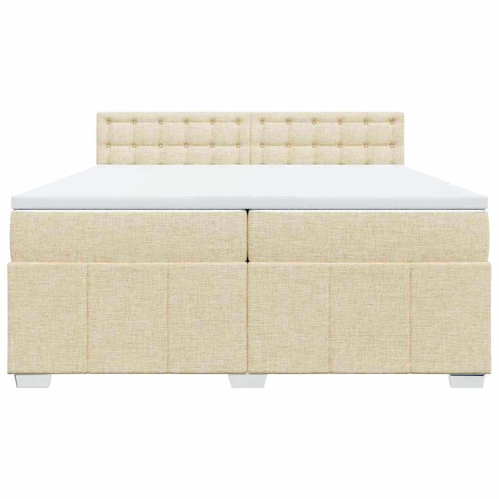 Κρεβάτι Boxspring με Στρώμα Κρεμ 200x200 εκ. Υφασμάτινο