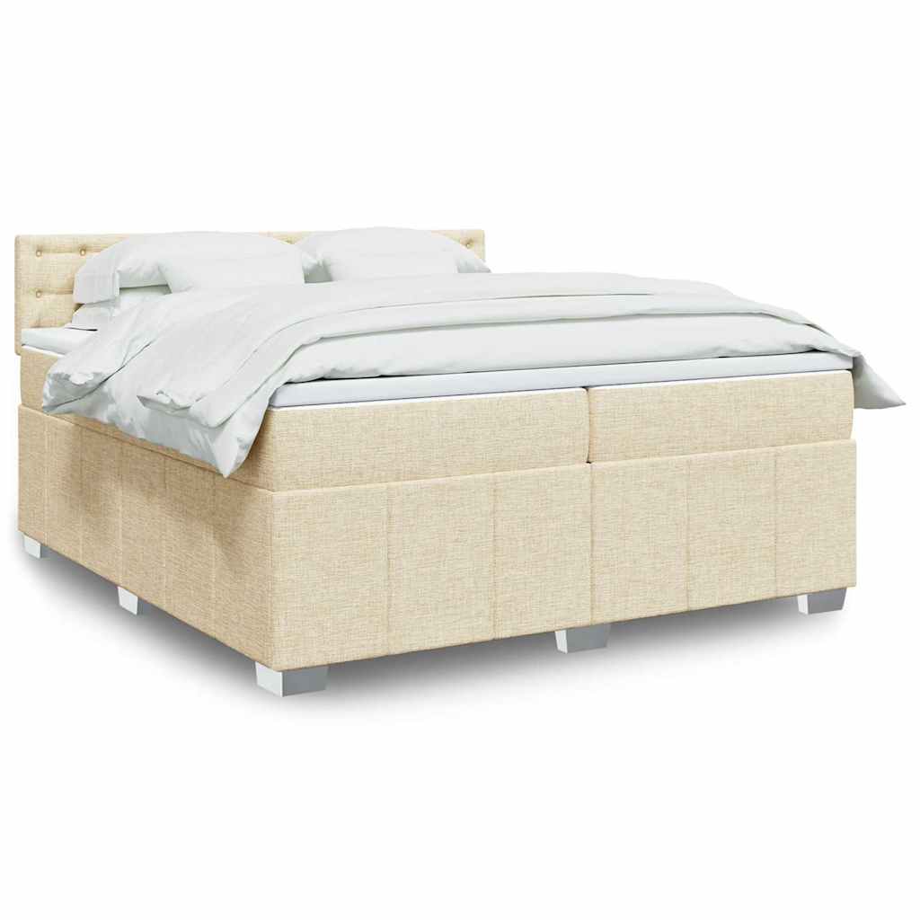 Κρεβάτι Boxspring με Στρώμα Κρεμ 200x200 εκ. Υφασμάτινο