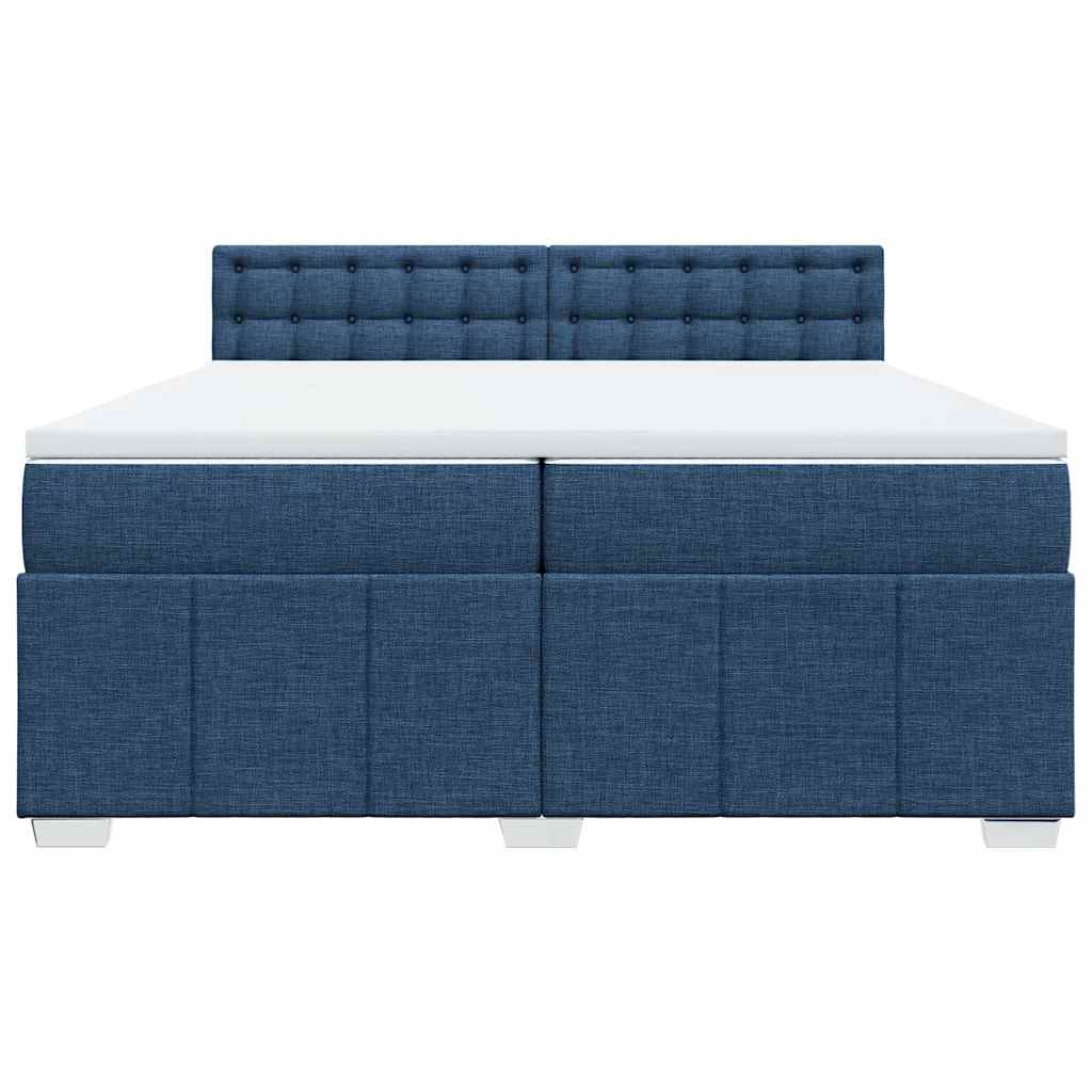 Κρεβάτι Boxspring με Στρώμα Μπλε 200x200 εκ. Υφασμάτινο
