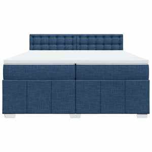 Κρεβάτι Boxspring με Στρώμα Μπλε 200x200 εκ. Υφασμάτινο