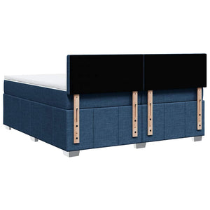 Κρεβάτι Boxspring με Στρώμα Μπλε 200x200 εκ. Υφασμάτινο