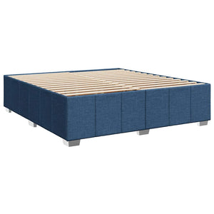 Κρεβάτι Boxspring με Στρώμα Μπλε 200x200 εκ. Υφασμάτινο