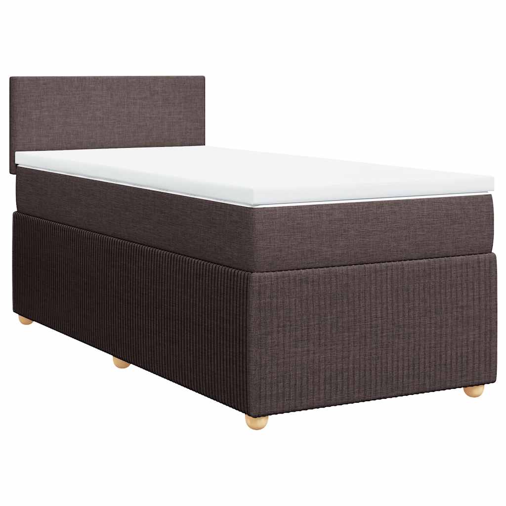 Κρεβάτι Boxspring με Στρώμα Σκούρο Καφέ 80x200 εκ. Υφασμάτινο