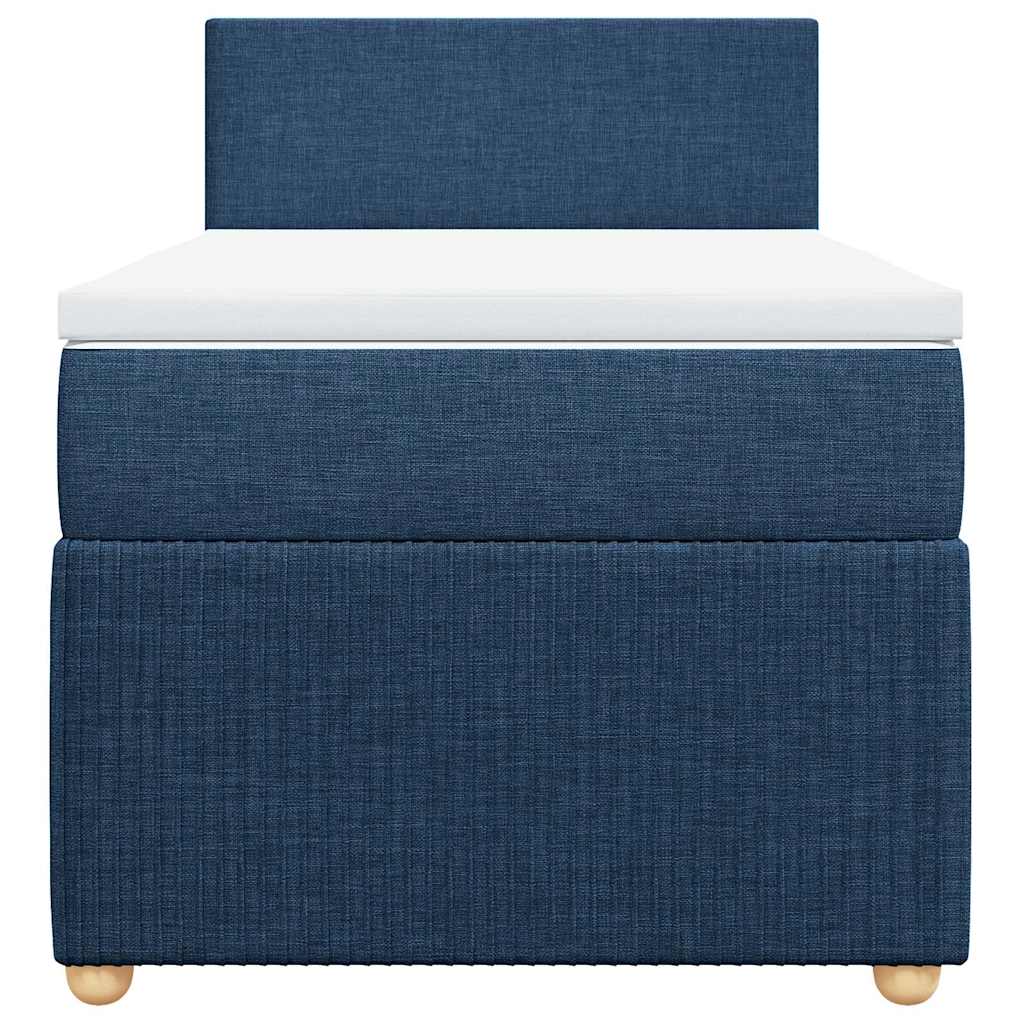 Κρεβάτι Boxspring με Στρώμα Μπλε 80x200 εκ. Υφασμάτινο