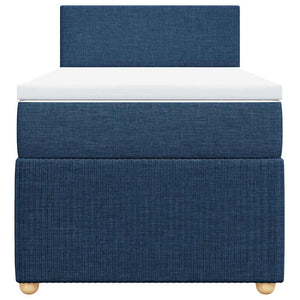 Κρεβάτι Boxspring με Στρώμα Μπλε 80x200 εκ. Υφασμάτινο