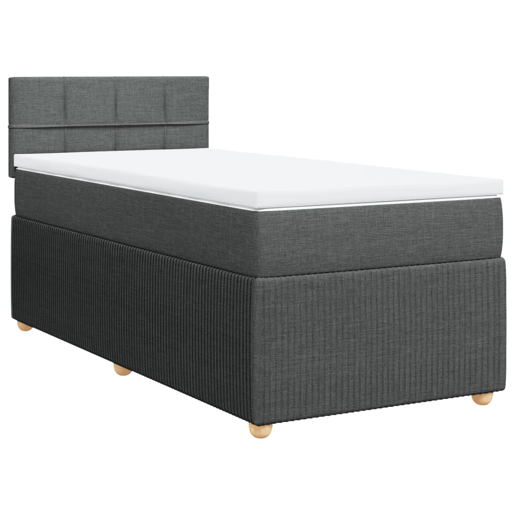 Κρεβάτι Boxspring με Στρώμα Σκούρο Γκρι 80x200 εκ. Υφασμάτινο - Pakobazaar