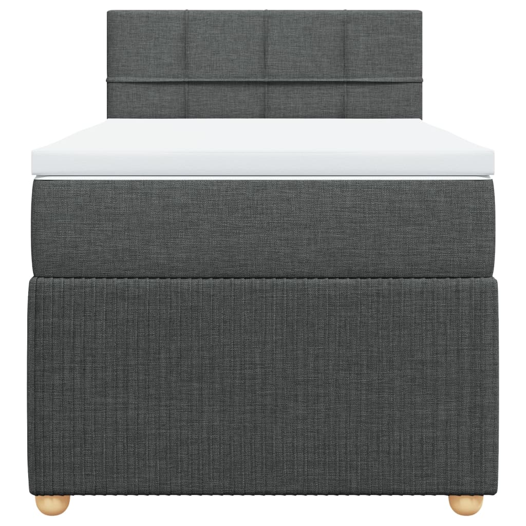 Κρεβάτι Boxspring με Στρώμα Σκούρο Γκρι 80x200 εκ. Υφασμάτινο - Pakobazaar