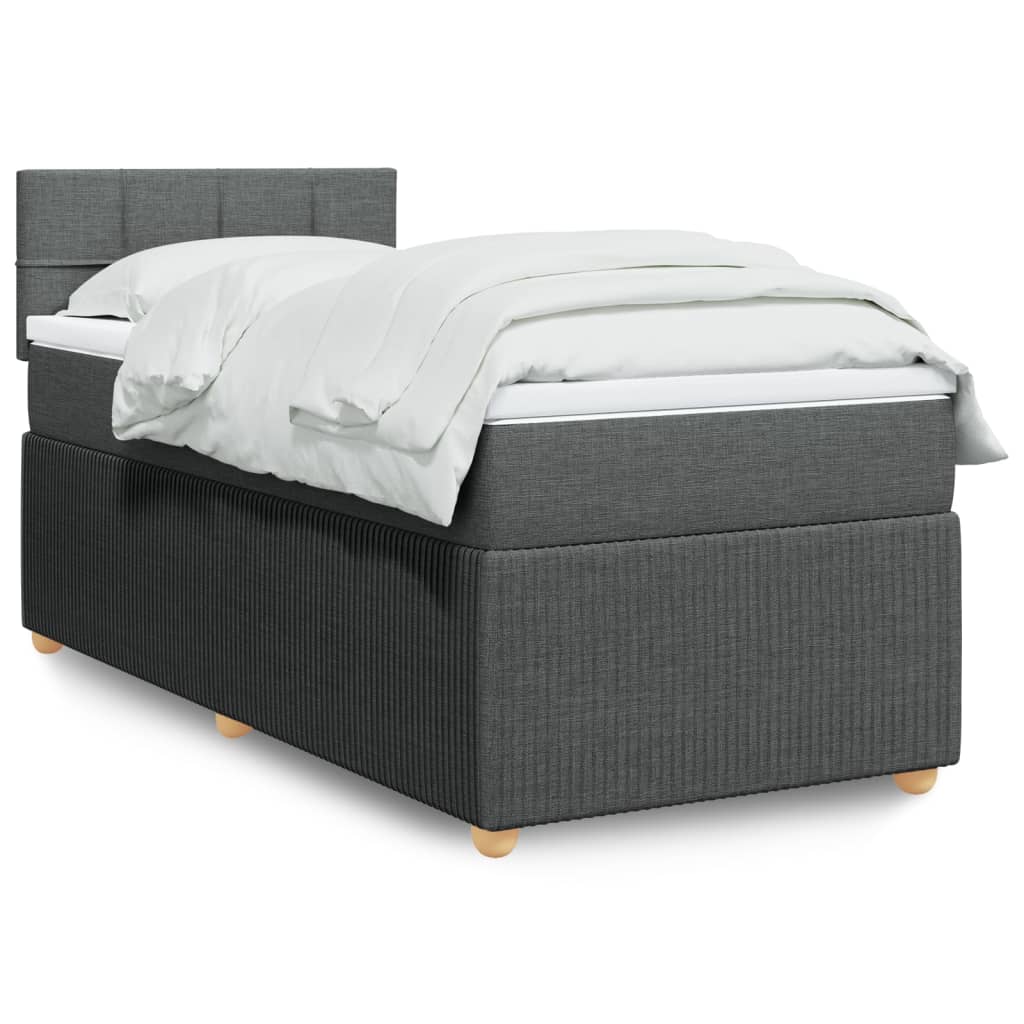 Κρεβάτι Boxspring με Στρώμα Σκούρο Γκρι 80x200 εκ. Υφασμάτινο - Pakobazaar