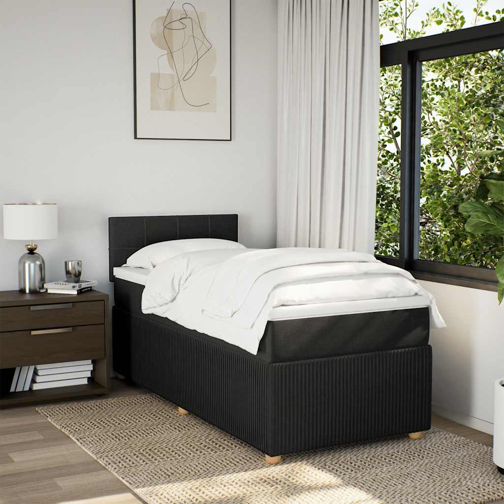 Κρεβάτι Boxspring με Στρώμα Μαύρο 80 x 200 εκ. Υφασμάτινο - Pakobazaar