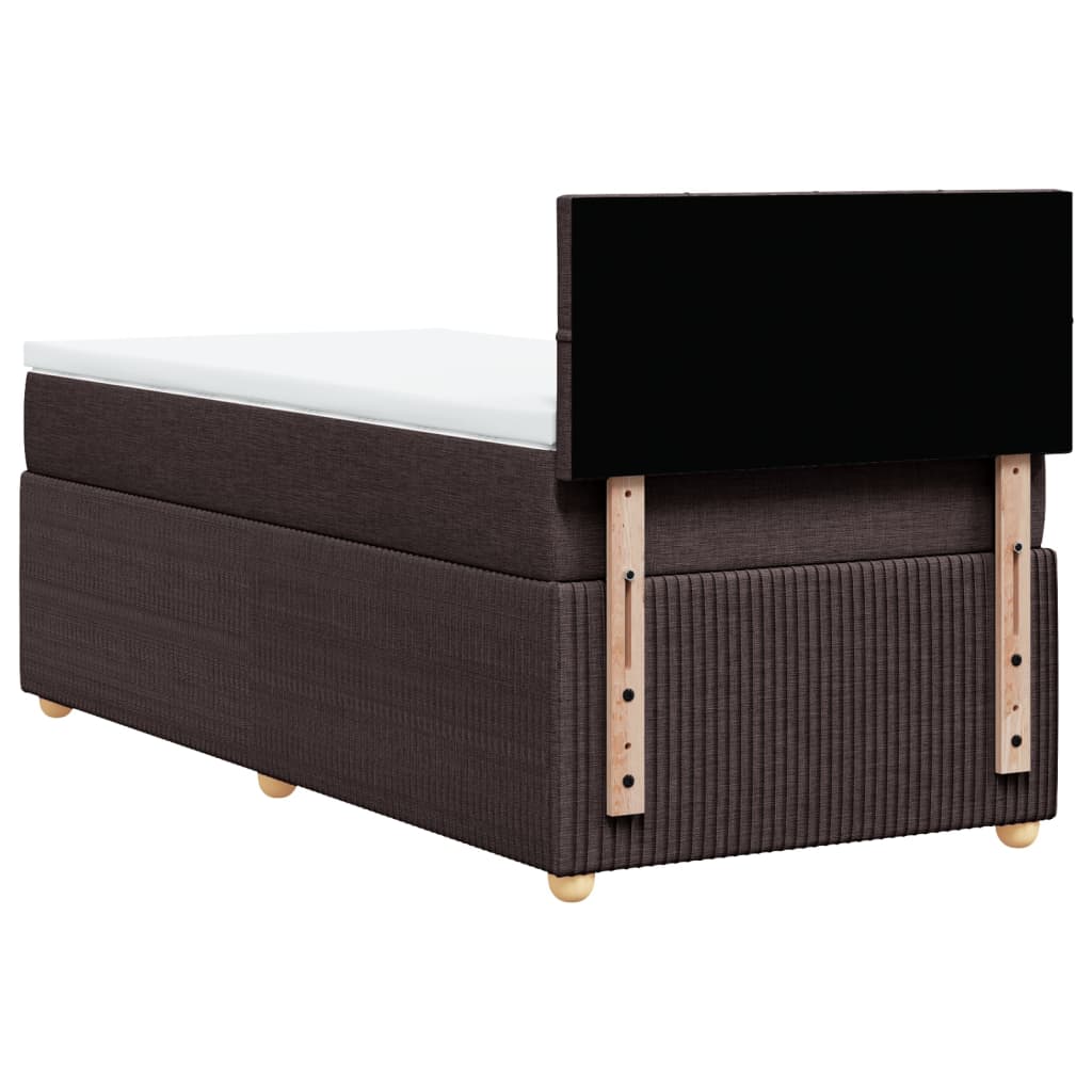 Κρεβάτι Boxspring με Στρώμα Σκούρο Καφέ 80x200 εκ. Υφασμάτινο